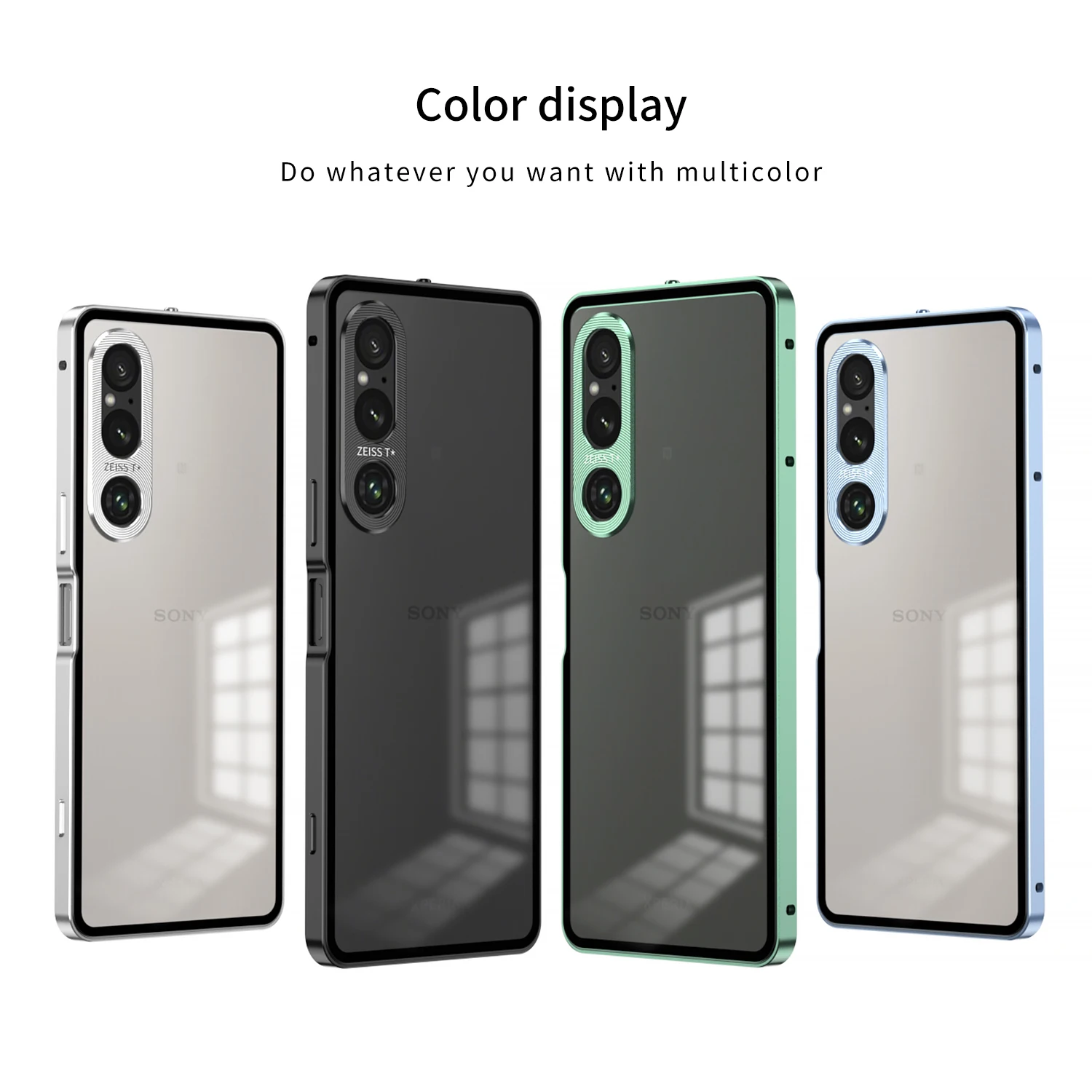 Magnetic Metal Frame Case for Sony Xperia 1V 1IV Metal Acrylic Back Cover Shockproof Ultra thin Funda Coque for Sony Xperia 1 V