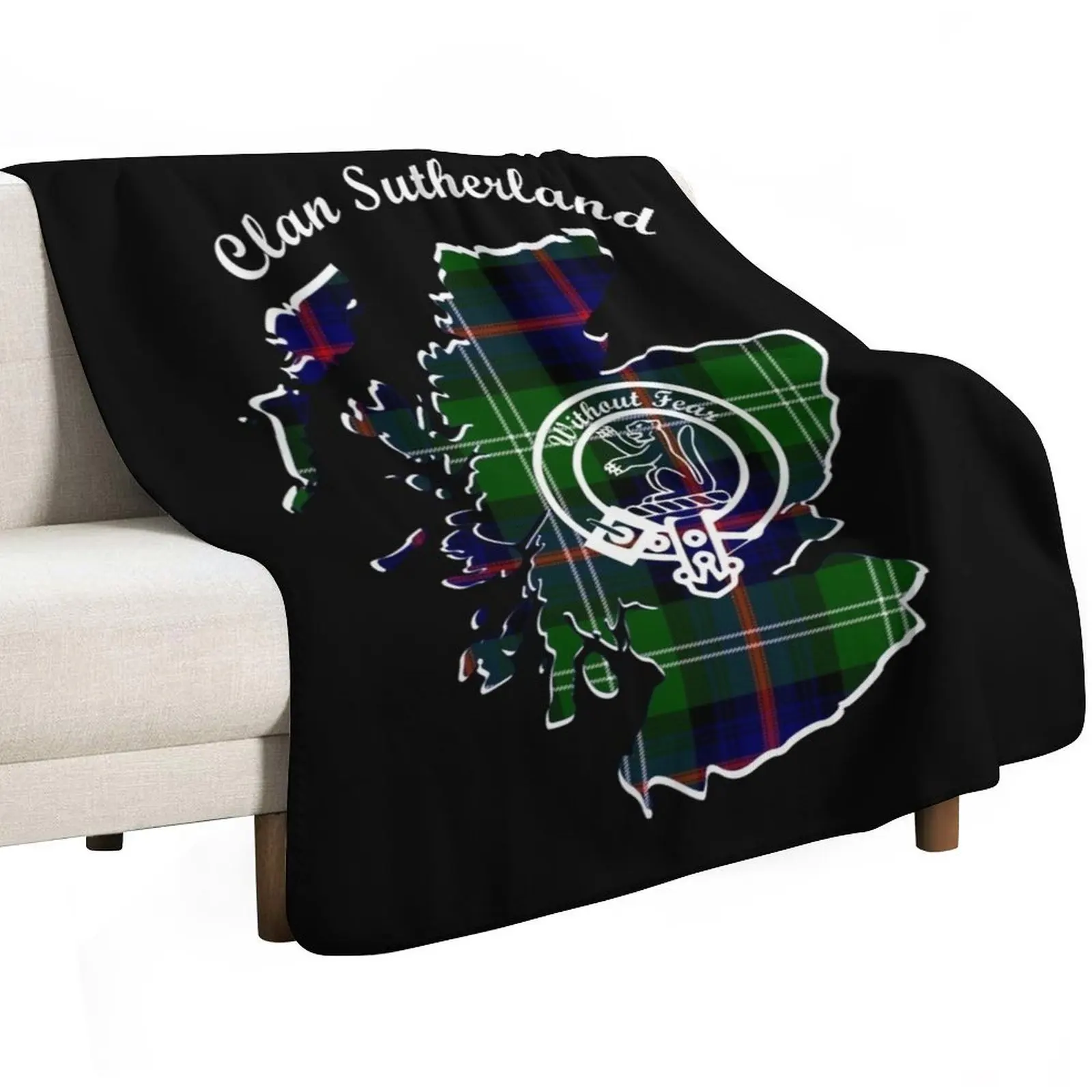 Clan Sutherland Scotland Map Crest Throw Blanket Cute christmas decoration warm for winter bed plaid Warm Blankets