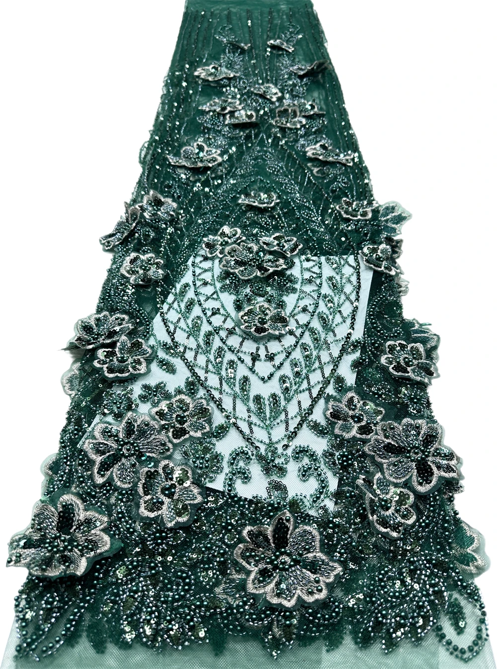 

Luxury Green Beads Lace Fabric 2026 High Quality Nigerian Embroidery Sequins Lace Fabric French Laces Fabrics Party Dress Sewing