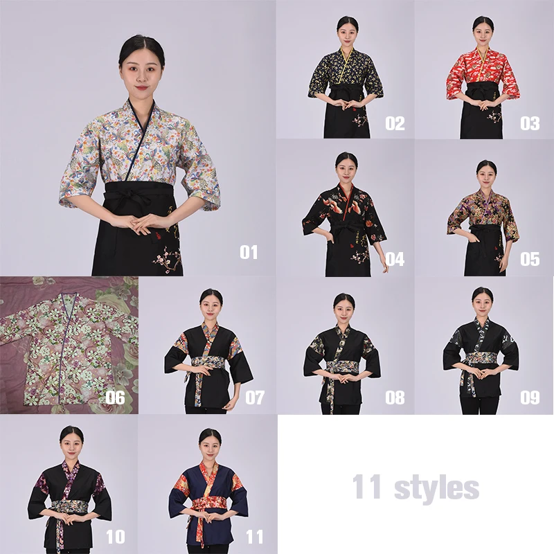 Abrigo de uniforme de Chef de estilo japonés, ropa de trabajo de servicio de comida de restaurante de Sushi, chaquetas de Chef, ropa de cocina de Hotel, Unisex