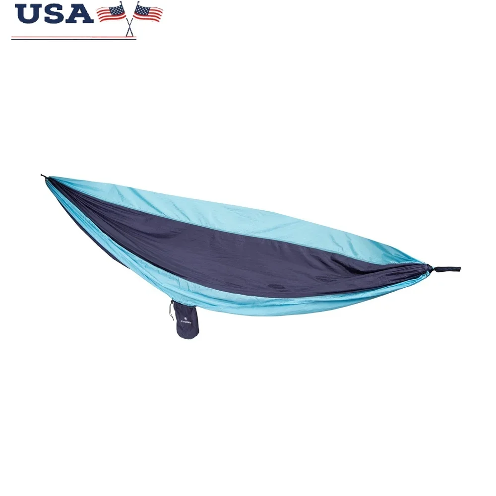 

Double Nylon Hammock Portable Lightweight Camping Hiking Outdoor Travel with Suspension Cords Tree Straps and Carabiners