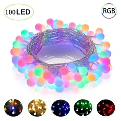 Waterproof 10M 100LED 220V/110V LED Ball String Lights Christmas Bulb Fairy Garlands Outdoor For Holiday Wedding Home Decor Lamp