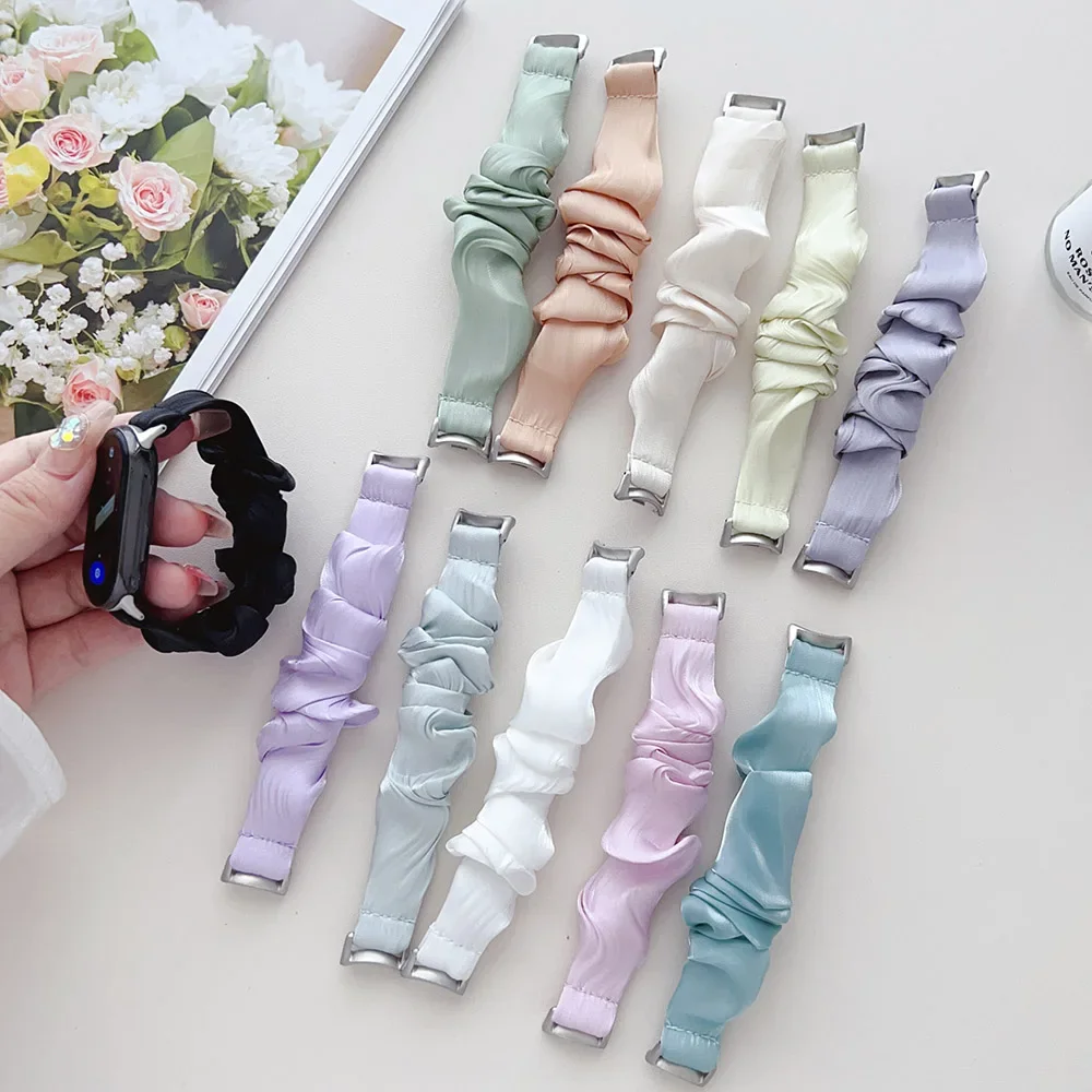 Case+Elastic Wristband Strap for Xiaomi Mi Band 9 8 Wrist Band Ribbon Loop Women Style Watch Bracelet for Mi Band 8 9 Pure Color