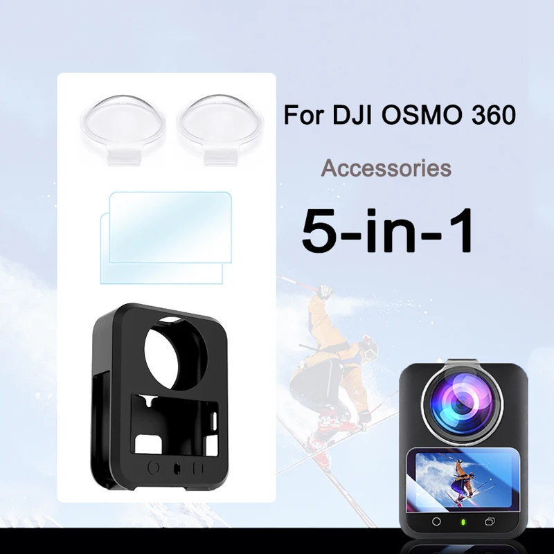 

For DJI Osmo 360 Lens Guard+Tempered Glass Screen Protector+Silicone Case Protector Cover for DJI Osmo 360 Accessories