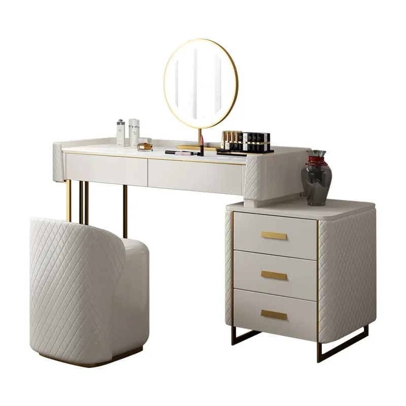 Italian light luxury rock slab dresser storage cabinet integrated modern simple small apartment bedroom ins makeup table mirror