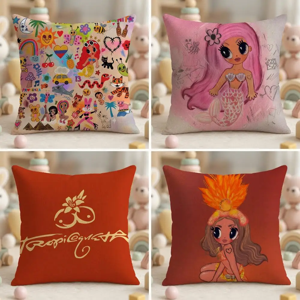 Popular Music Singer K-Karol G Cushion Cover Wrinkle-Resistant Short Plush Pillow Case Breathable Machine-Washable