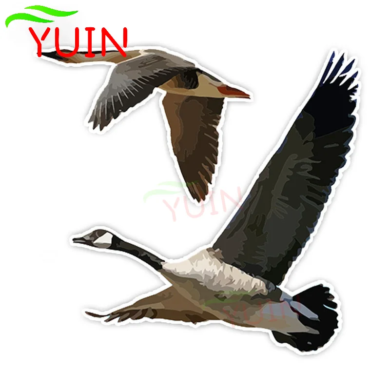 Interesting Animal Flying Geese Car Sticker Cartoon Style Decals Personalized PVC Decorative Waterproof Sunscreen Decal 16*15cm