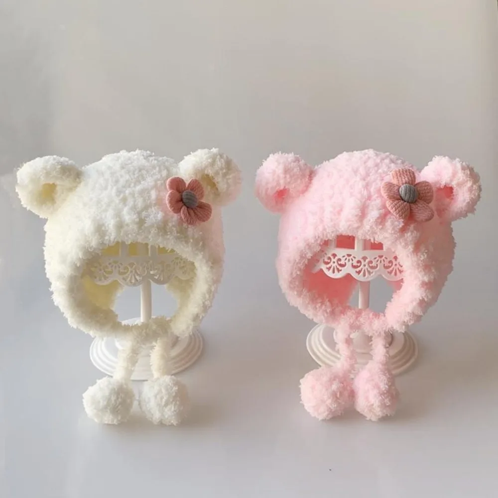 

Cute Flower Plush Beanie Cap Windproof Autumn Winter Gift Ear Protection Hats Pullover Hat Warm Hat Newborn Bonnet