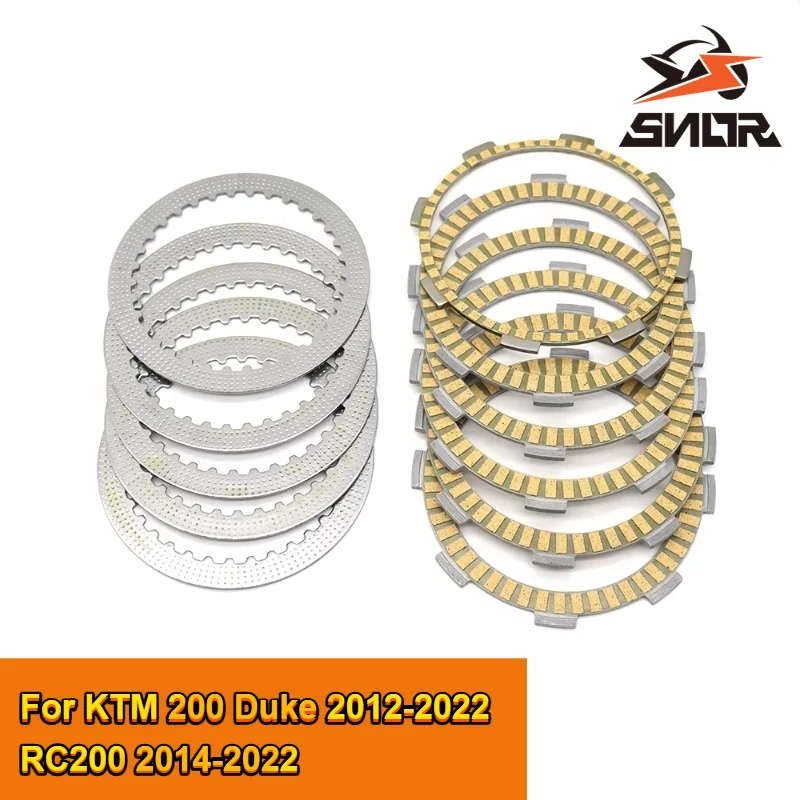 SNOR Motorcycle Clutch Friction Disc Steel Plate Kit For KTM 200 Duke 2012-2022 RC200 2014-2022 Engine Replacement Accessories