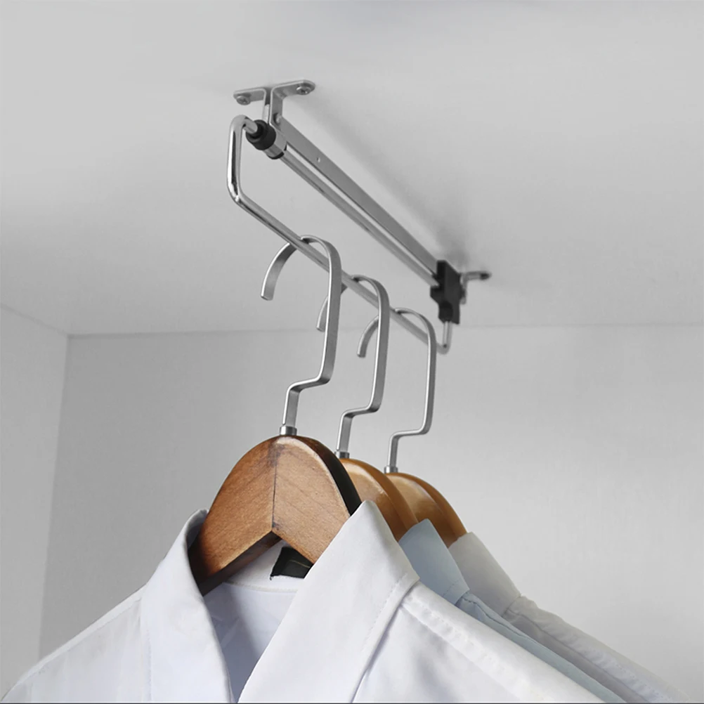 

2pcs Retractable Closet Rod Pull Out Hanger Heavy Duty Telescopic Wardrobe Rail For Pants Clothes Organizer Space Saving Easy