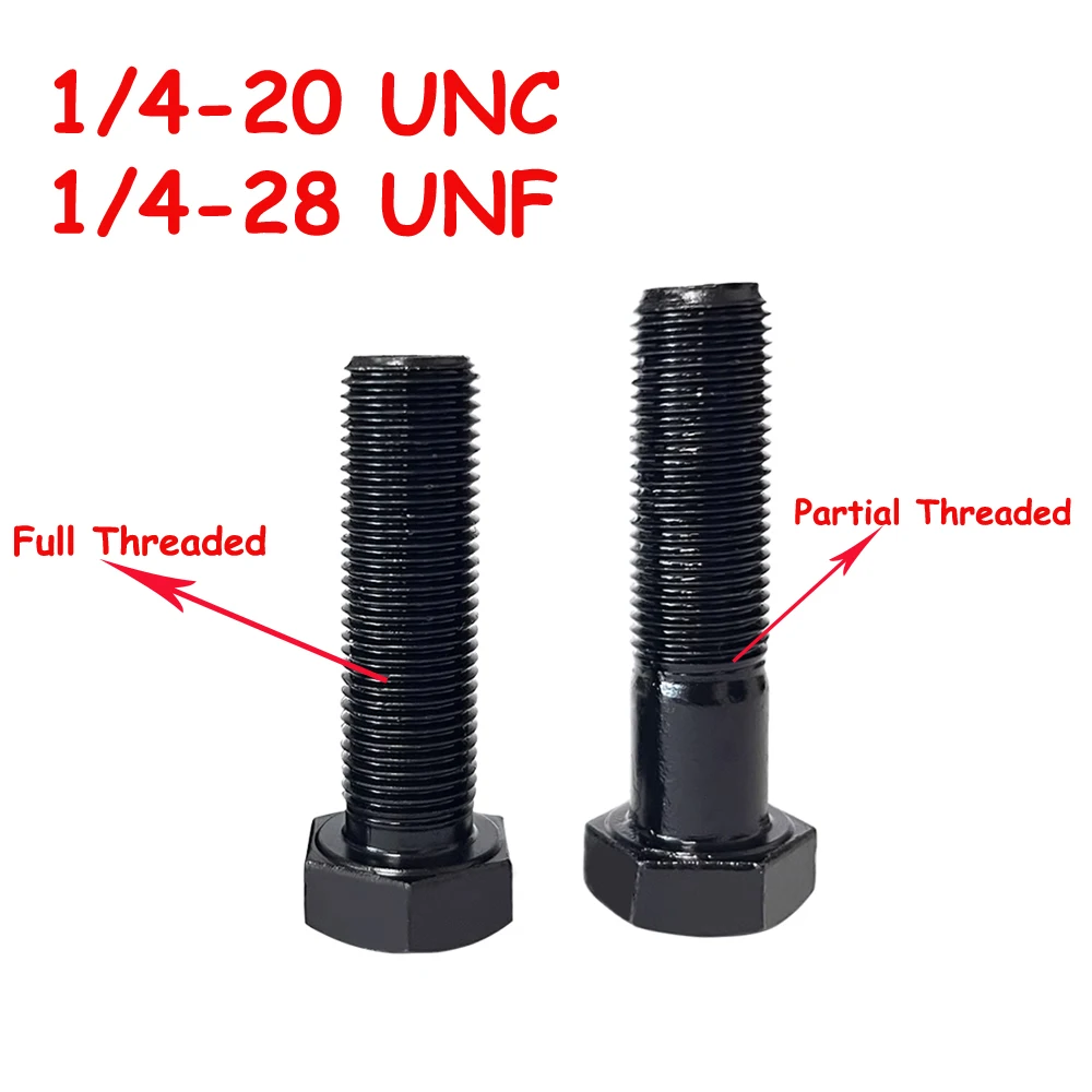 

Yiqianyuan DIN933 Carbon Steel Hex Head Screws 1/4-20 UNC 1/4-28 UNF Full & Partial Threaded External Black Hexagon Head Bolts