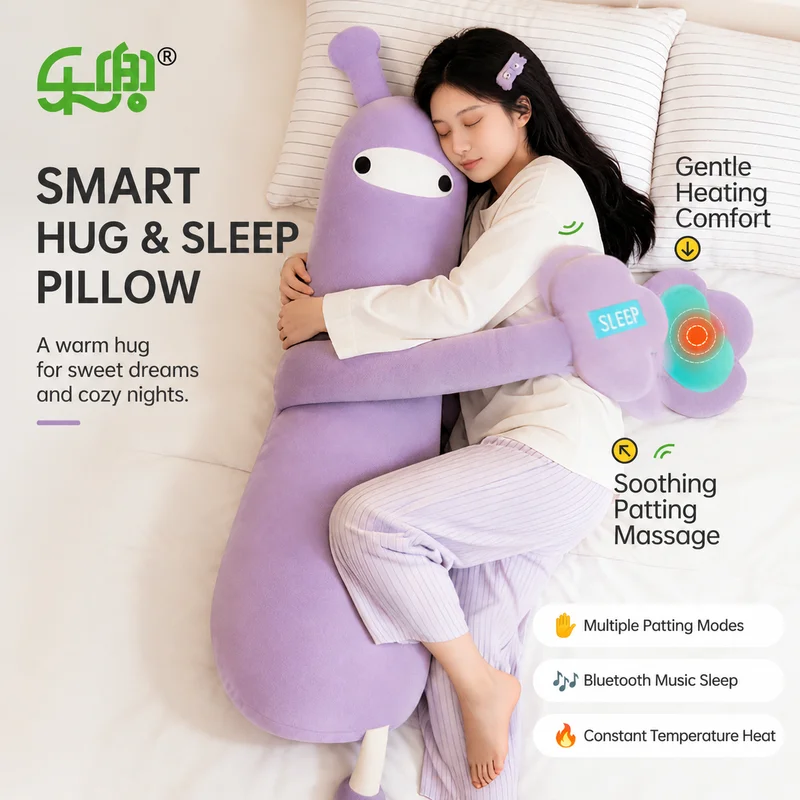 Ledou Sleep Plush Pillow Smart Soothing Long Side Sleeping Leg Pillow With Heating Bluetooth Music For Adult Women Bedroom Gift