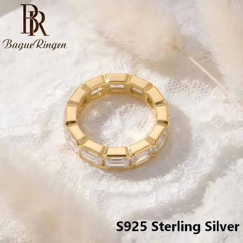 gold Fashionable Non-Fading Women's Ring, S925 Silver, Light Luxury, High-End Moissanite Ring