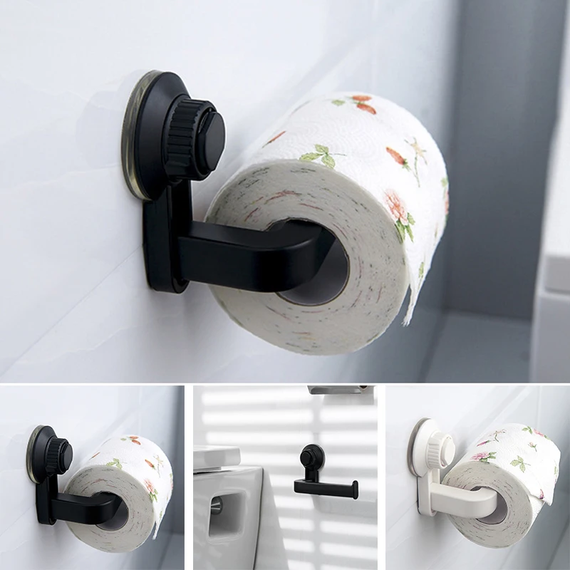 Wall-mounted toilet paper holder with suction cup bathroom kitchen vacuum adsorption nail-free wall waterproof moisture-proof