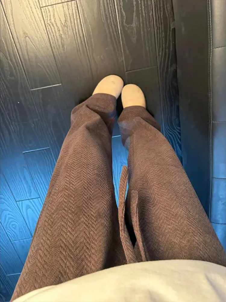 

Мужские свободные прямые брюки из синели, осень-зима, американские повседневные длинные брюки в стиле ретро, удобная эластичная талия