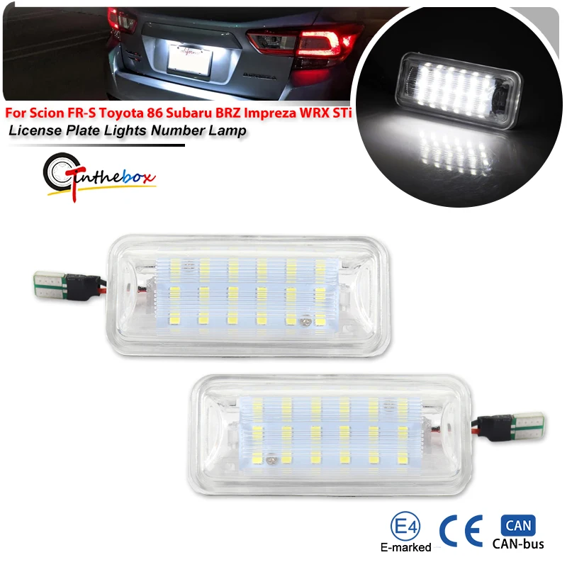 2PCS LED License Number plate light For Subaru Forester Legacy BRZ Impreza WRX STI XV Crosstrek For Toyota GT 86 For Scion FR-S
