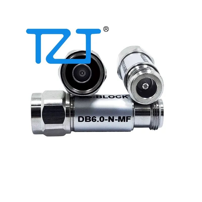 TZT DB6.0-N-MF DC-50V DC-6GHz DC Block 30MHz-6GHz N-Type DC Block for Wireless RF Test Instruments