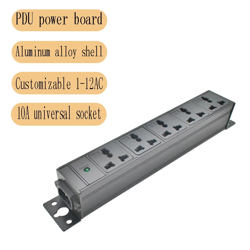 

PDU power board aluminum alloy shell 10A universal socket 1-11AC with LED light wireless