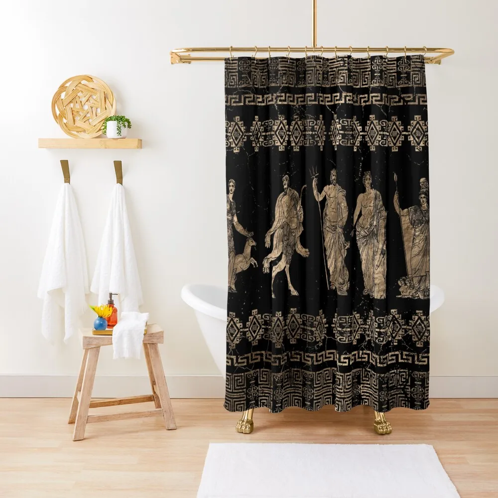

Greek Dieties and Meander key ornament Shower Curtain Bathroom And Shower Shower Sets For Bathroom Funny Curtain