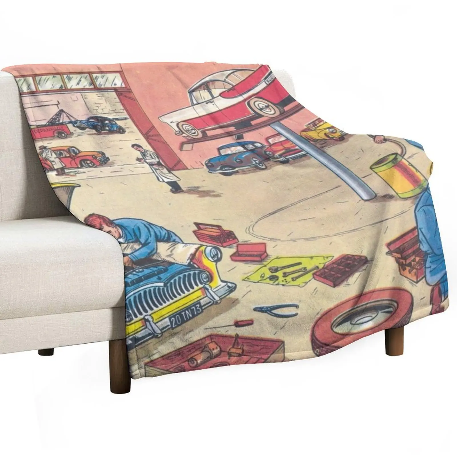 

Auto repair shop, vintage car Throw Blanket Stuffeds sofa bed Thermals For Travel Blankets