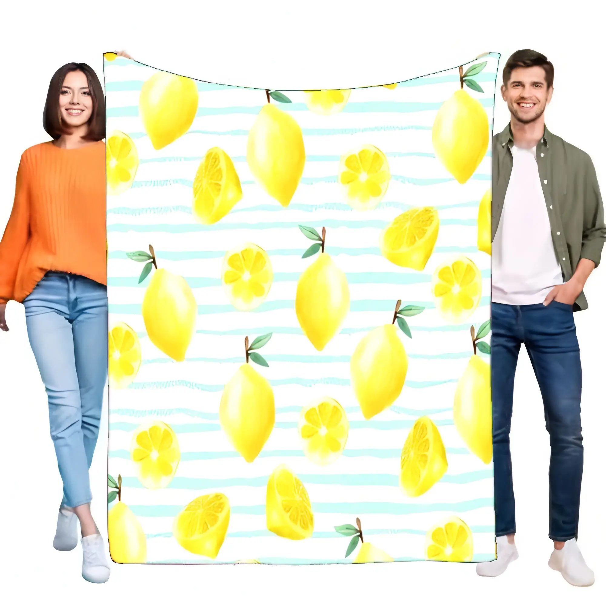 Lemon Pattern Throw Blanket Soft Plush Cozy Lightweight Couch Bed Cover Ideal Birthday Gift for Home Decor