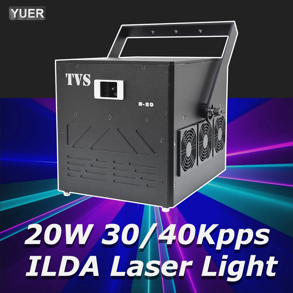 YUER 20W RGB Laser Light ILDA DMX512 Animation Beam Scanner Stage Laser Projector Dj Disco Party Christmas Stage Effect Lights