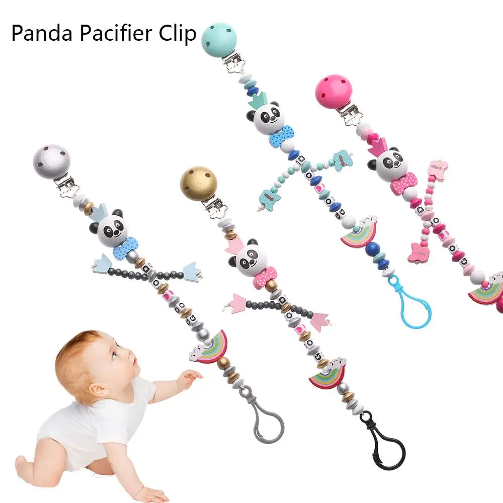 New Silicone Panda Multicolor  Teething Soother Pacifier Clip Pacifiers Chain Baby Chew Toy