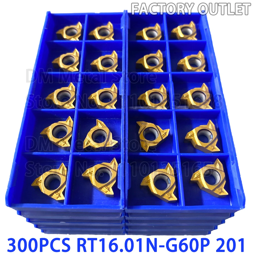 

300PCS RT16.01N-G60P 201 Carbide Blade internal thread inserts 16IR G60 CNC Metal Lathe Turning Cutter Cutting Tools for SNR SEL