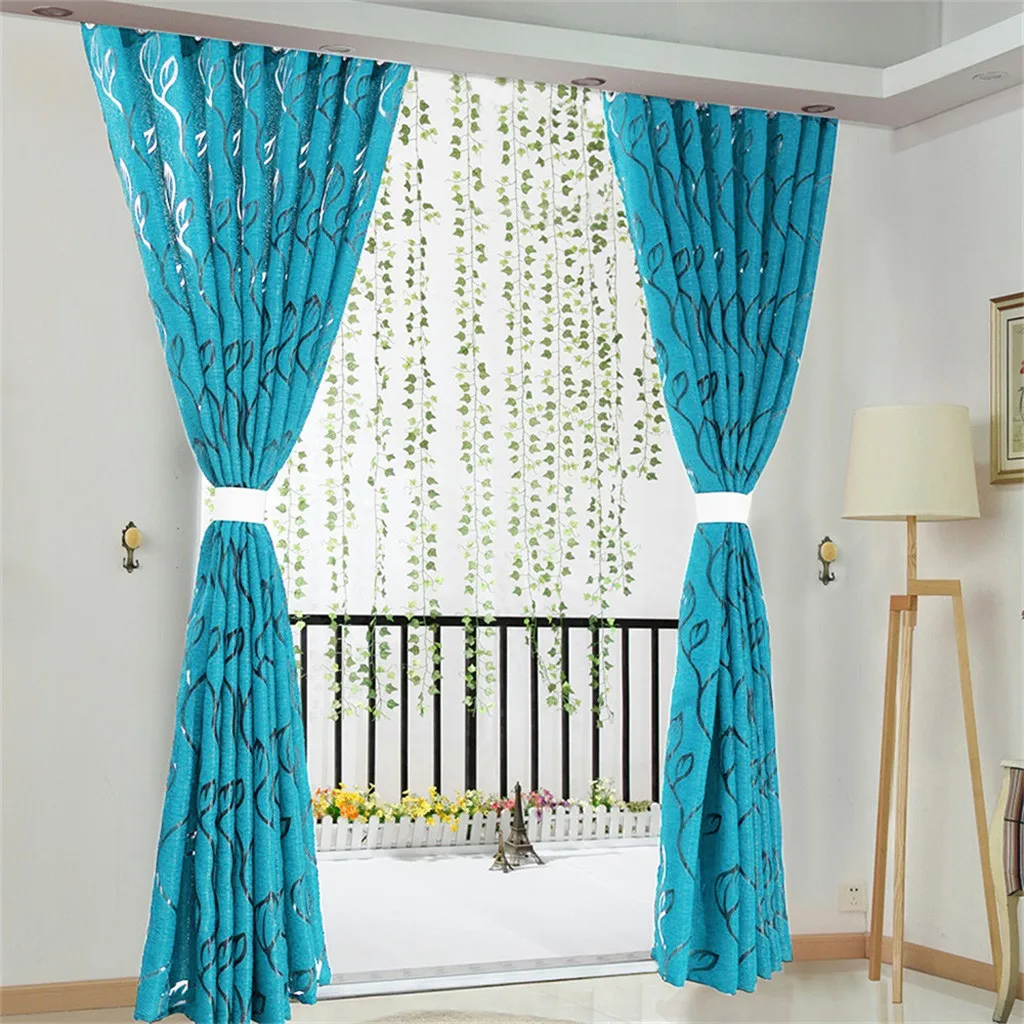 130/100CM Vines Leaves Tulle Door Window Curtain Drape Panel Valances Garden Indoor Nature Decoration cortinas para ventanas