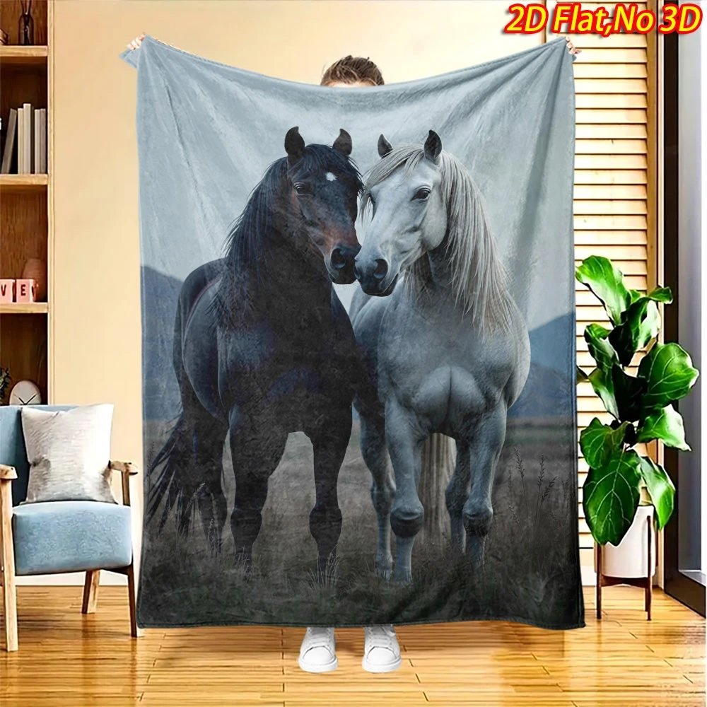 Giant Horse Blanket Tapestry Wall Decor Equestrian Art Stallion Pair Throw Throw Blanket 150x200cm