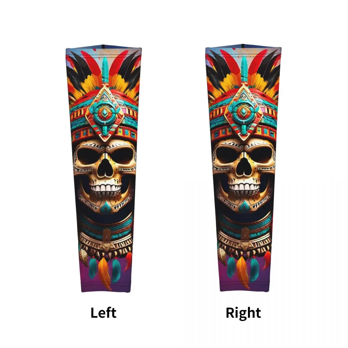 Aztec Skull7 أكمام أذرع تبريد خارجية من الشمس فوق البنفسجية غطاء حماية صيفي لركوب الدراجات وأكمام وشم