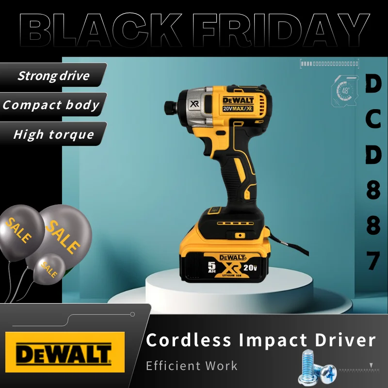 DEWALT DCD887 20 В литий-ионный аккумулятор, электрическая отвертка, бесщеточный двигатель, беспроводные электроинструменты, удар с высоким крутящим моментом