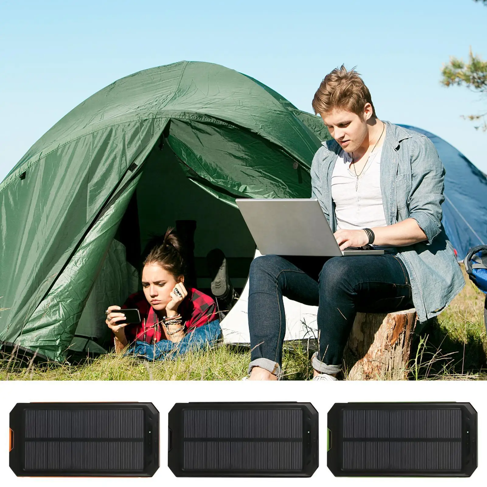 Solar Chargers Cover Impacts Resistant Solar Charger Shell Lightweight Device With Light Built-in Compass For Backpack Hiking