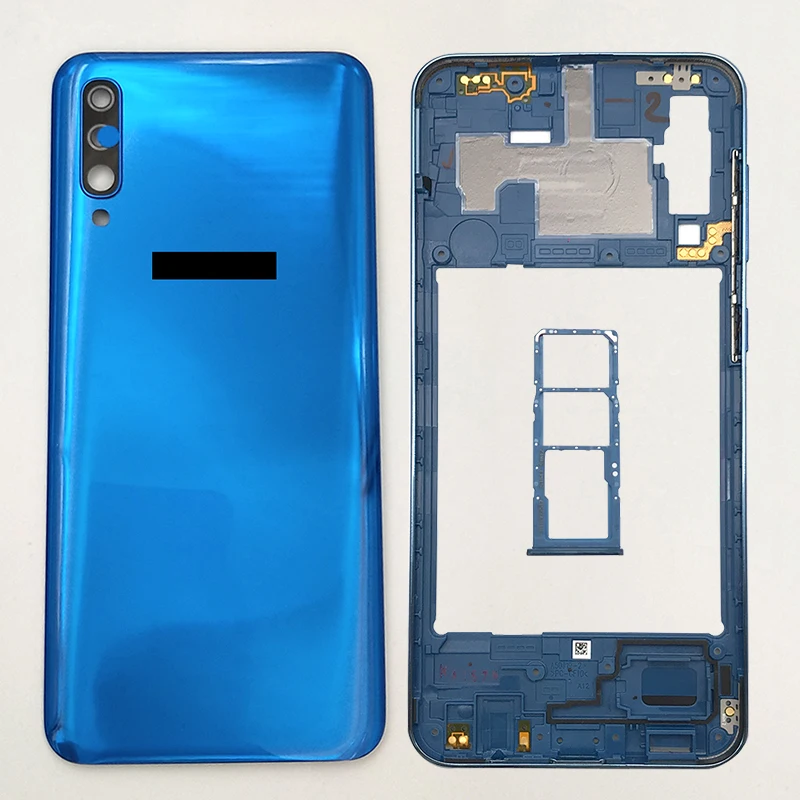 Middle Frame For Samsung Galaxy A50 2019 A505 SM-A505F Housing Middle Frame Battery Cover Back Panel Rear Door With SIM Card Tra image 2