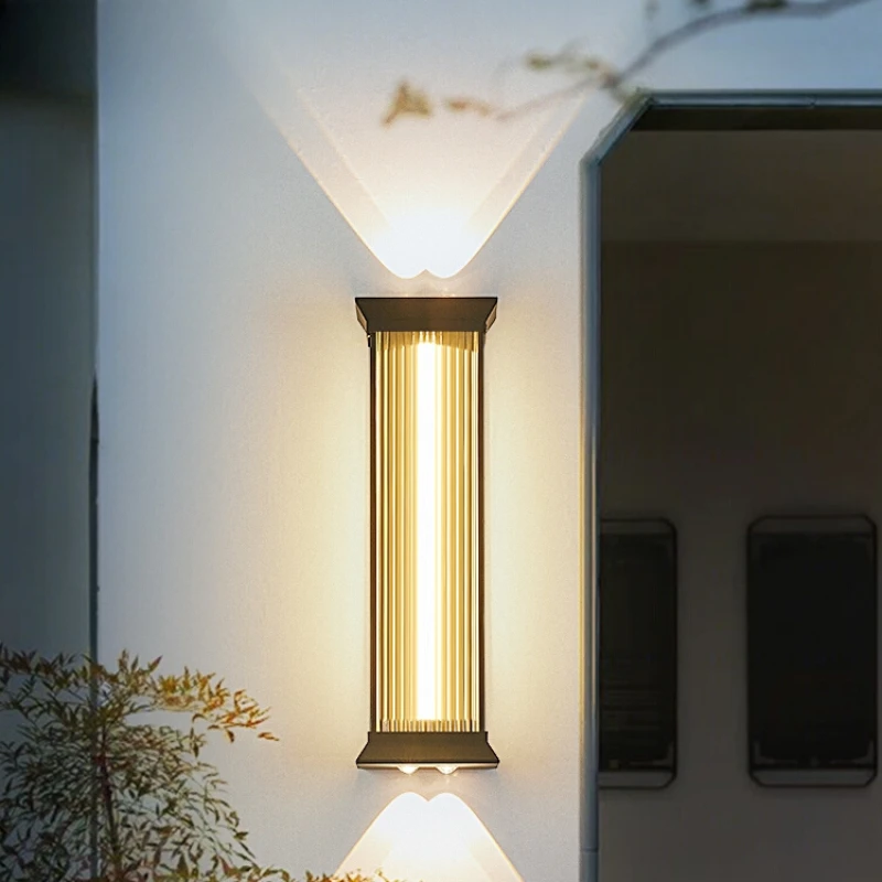 Ultra-bright up-and-down luminous spotlights Wall lamps on both sides of the gate of a strip villa