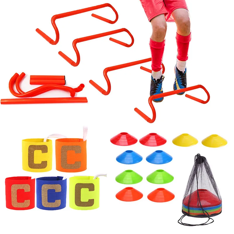 23cm Football Portable Hurdles With Cones Disc Soccer Arm Band Speed Training Equipment Detachable Sports Agility Hurdle Ladder