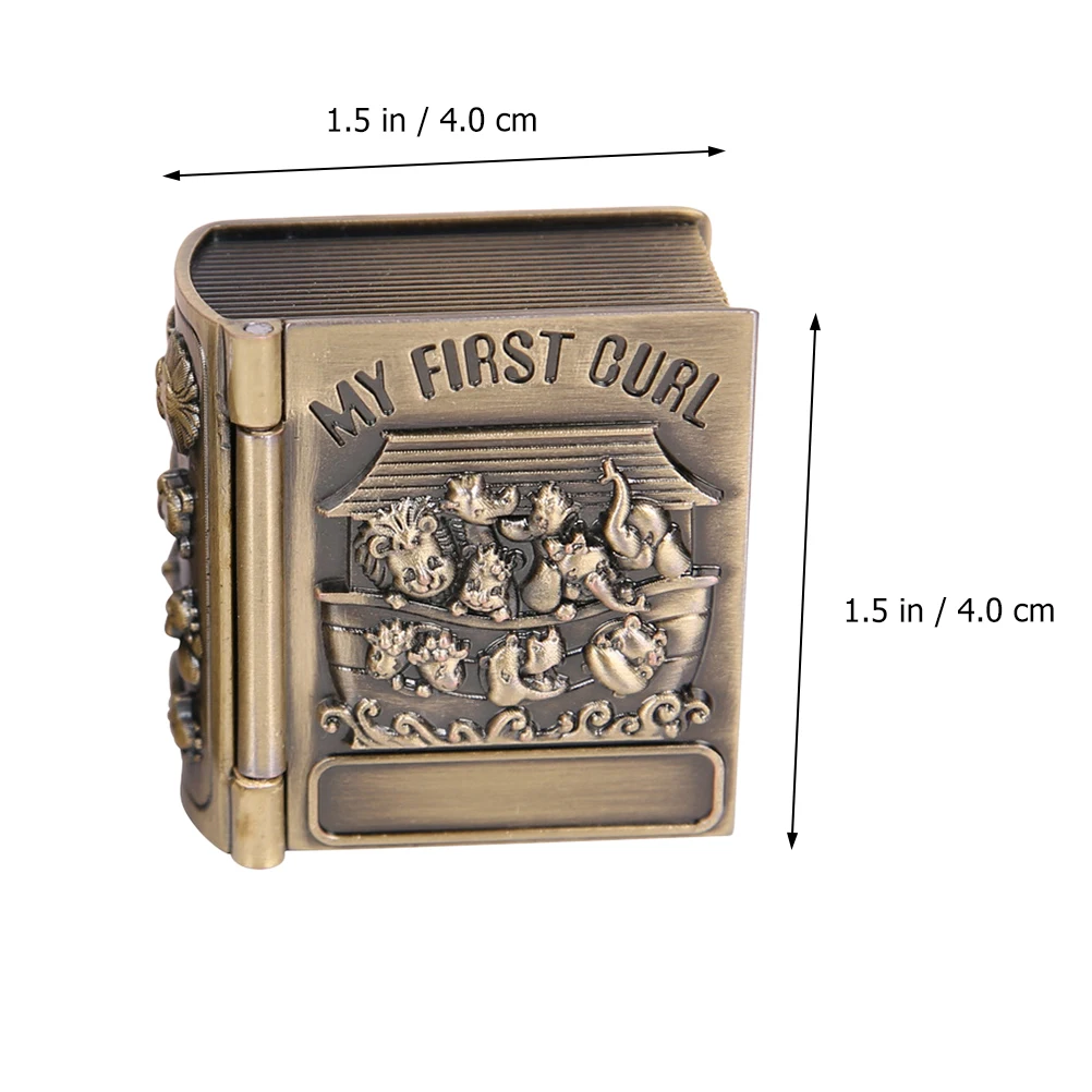 

1Pair Zinc Alloy Baby Tooth Box Storage Organizer Book Style for Deciduous Tooth Fetal Hair Keepsake Precious Memory