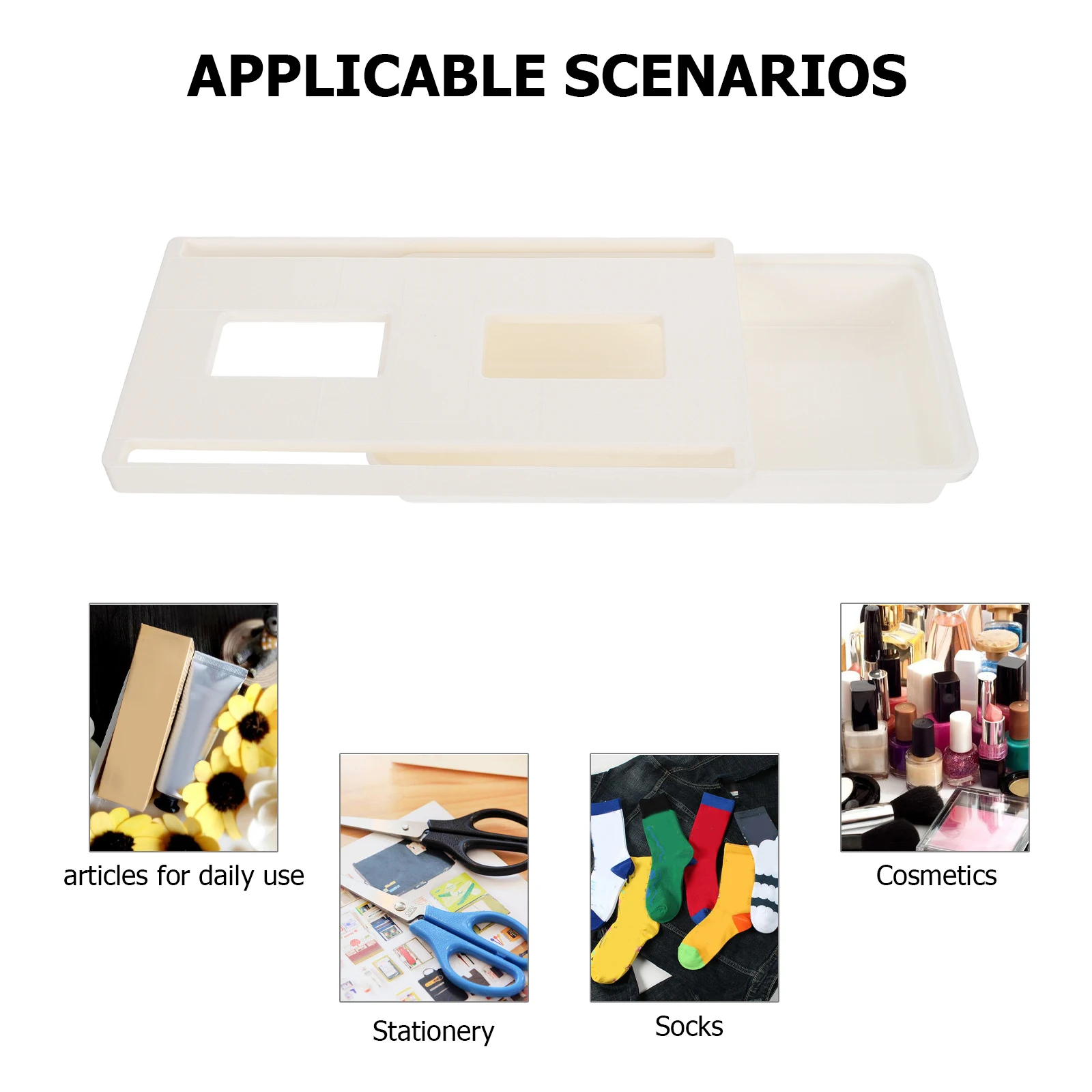 

Adhesive Drawer Box PP Material Desktop Storage Organizer Under Desk Table Nail-Free Design Multi-Functional for Office