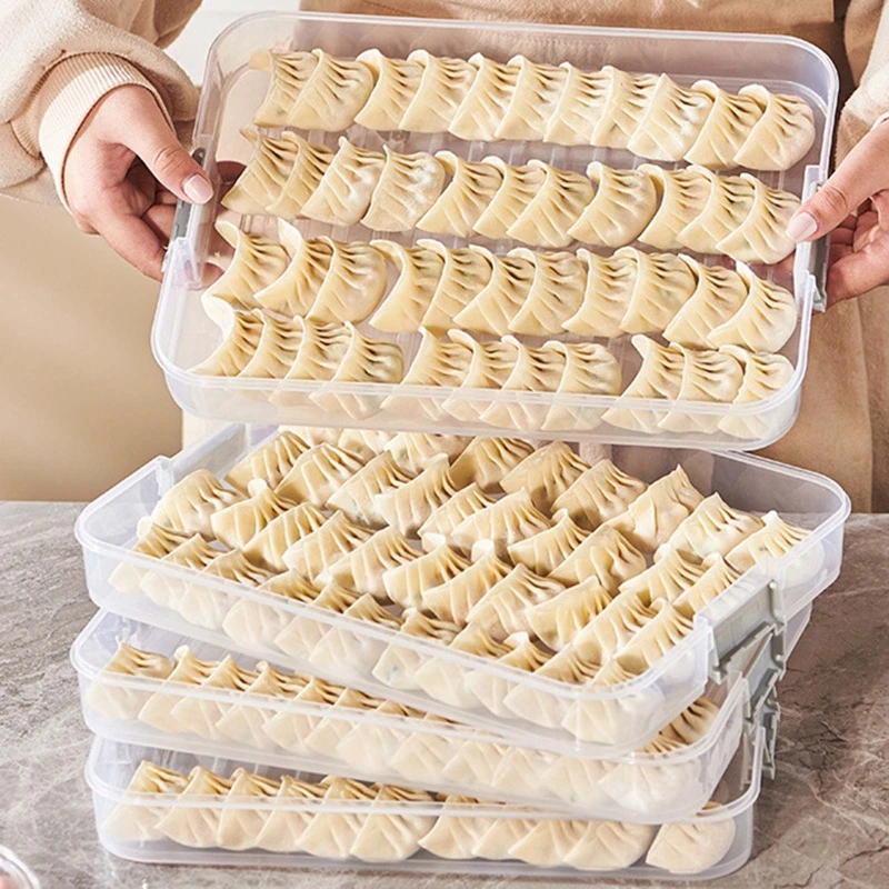 1/2/3/4 Layers Dumpling Boxes Storage Tray Food Container Box for Refrigerator and Kitchen Froze Dumplings Storage Cases B03E