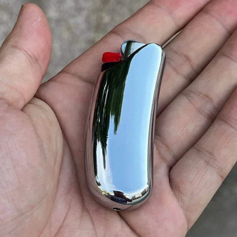 Fashion Ice Mirror J5 Lighter Case Metal Armor Mini Bic Lighters Case Pea Pods J5 6mm Lighter Cover Shell For Bic J25