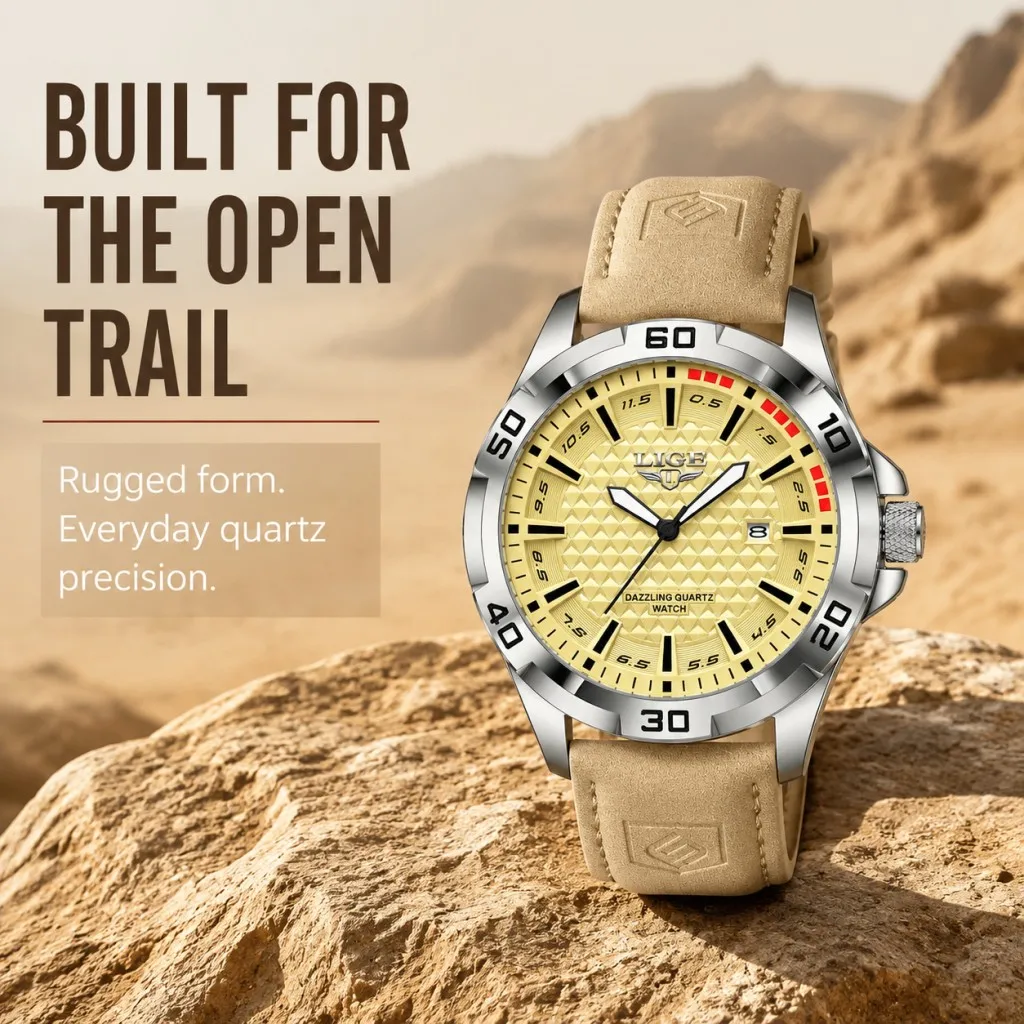 LIGE Men Quartz Wrist Watch Casual Sport Military Calendar Watch for Man Business Leather Waterproof Male Relogio Masculino