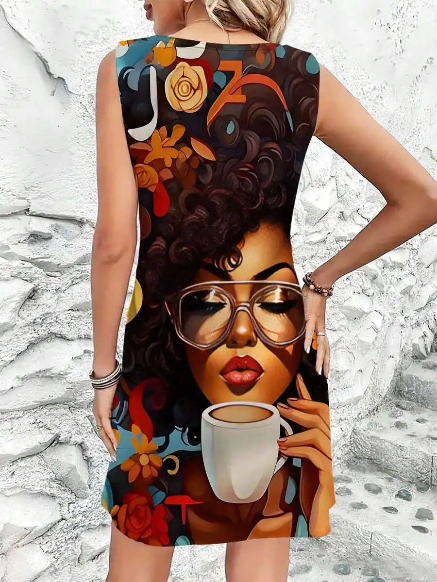 

Sleeveless Print Dress For Women Casual Everyday Festival Wear