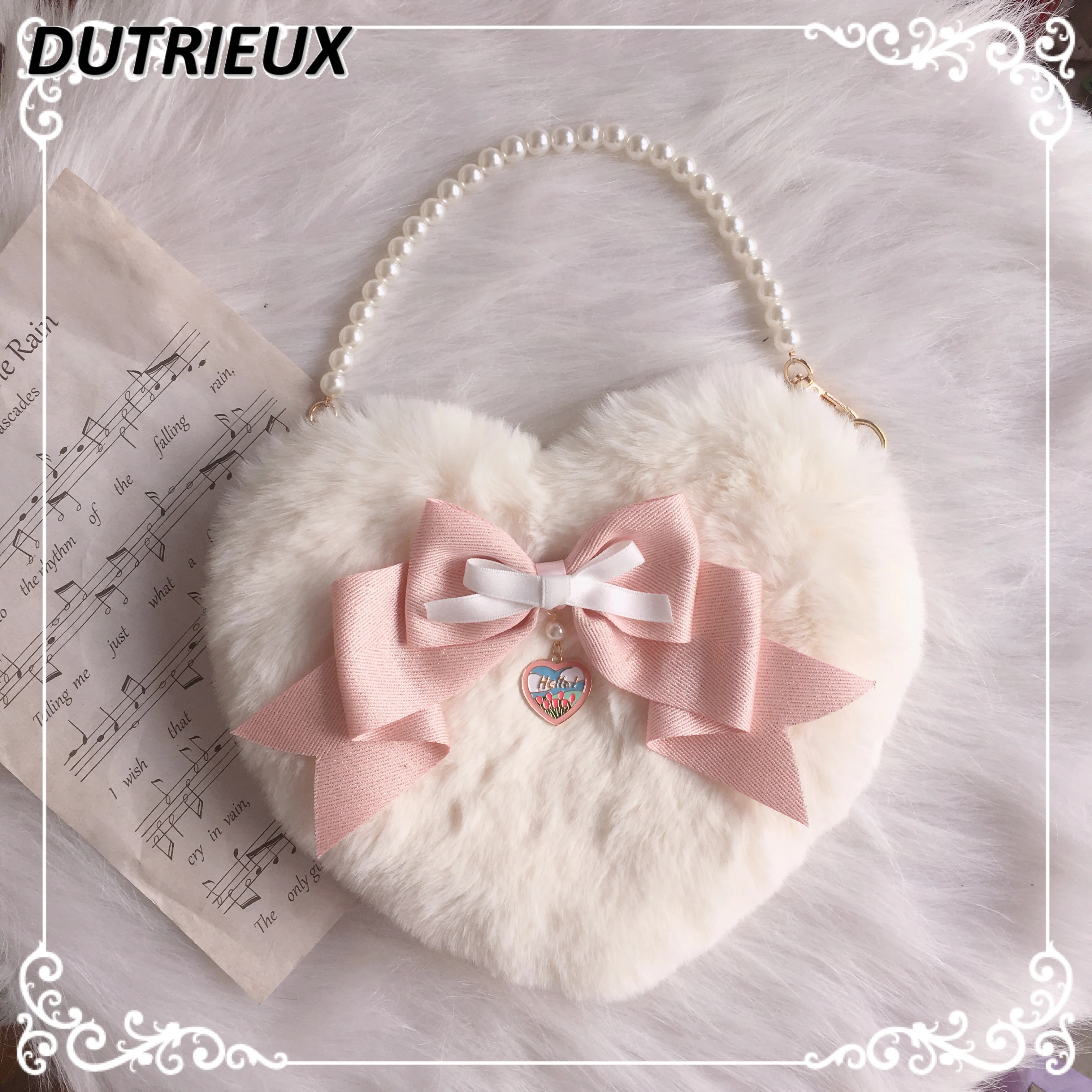 Fashion Homemade Lolita Handbag Love Heart Ladies Bags Soft Girl Heart-Shaped Handbags for Women Spring Summer Sweet Cute Bag