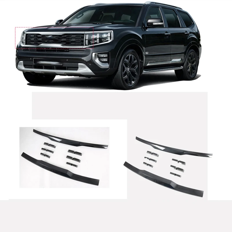 

For Kia Mohave Borrego HM2 2019-2022 ABS Front Center Mesh Grille Grill Cover Radiator Strip Trim Decoration Car Styling Frame