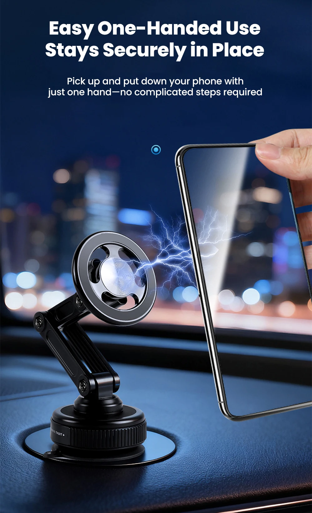 Magnetische Auto-Handyhalterung Universelle Vakuum-Saugnapfhalterung Faltbar 360° ° Drehbare Halterung für Armaturenbrett-Navigationssysteme, Auto-Zubehör – Detail 7