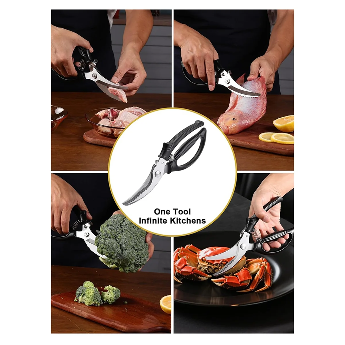 مقصات الدواجن الجديدة، مقصات المطبخ مع زنبرك محملة، مقص الدواجن شديد التحمل للحوم والدجاج والتركيا ومقبض مضاد للانزلاق