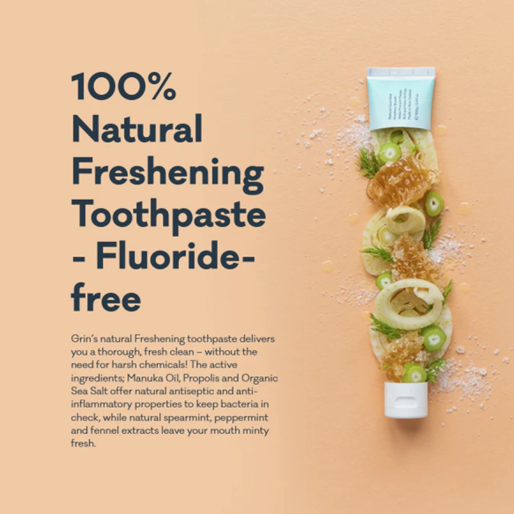 Toothpaste Fluoride Free No Fluorine Without Florida Teeth Whitening Strengthening Freshening Natural 100g Grin New Zealand Made