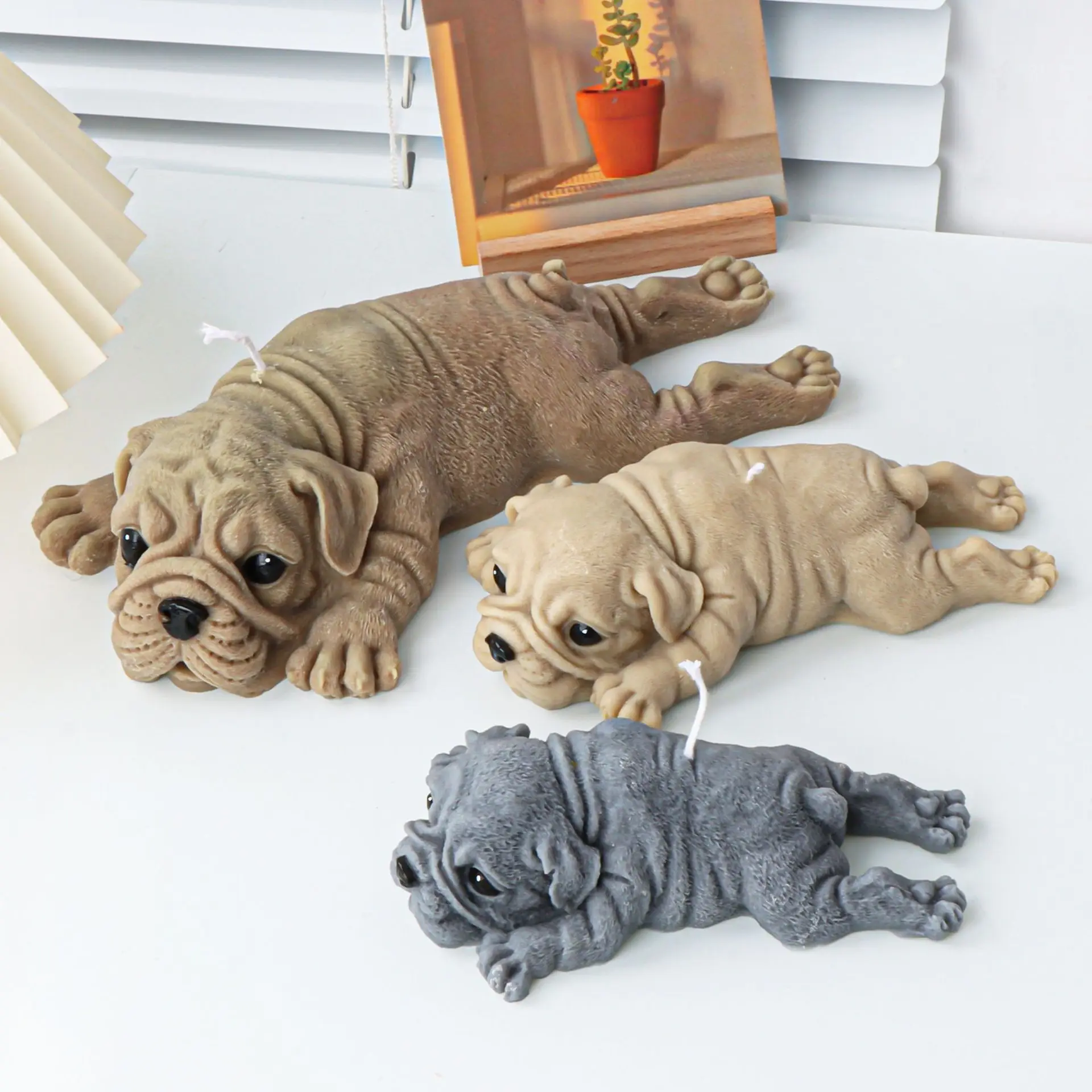 3D Cute Sharpie Dog Candle Silicone Mold Animal shar pei Dog Sharpie Dog Cake Chocolate Silicone Mold Home Decor Christmas Gift