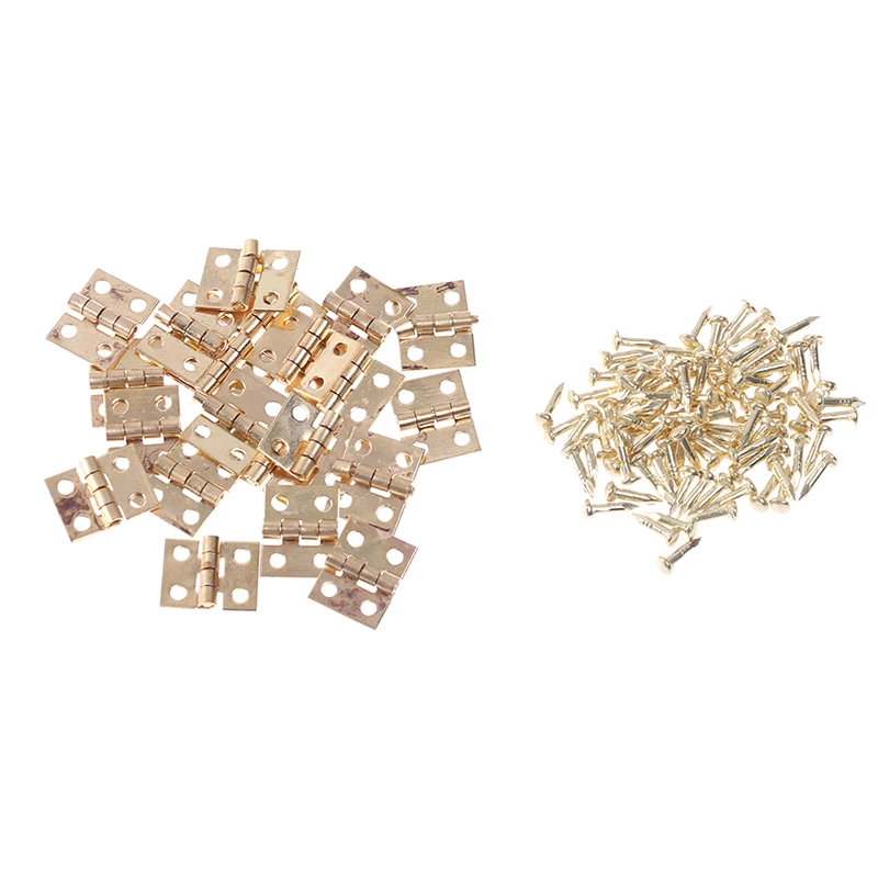 20 قطعة مفصلات أبواب الخزانة، مفصلات صغيرة مطلية بالنحاس، مجوهرات زخرفية صغيرة