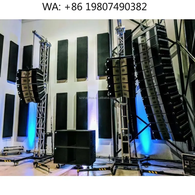 Double 10 Inch 3-Way Line Source Speaker Powered Professional Audio for Mobile Band Touring Stage Use